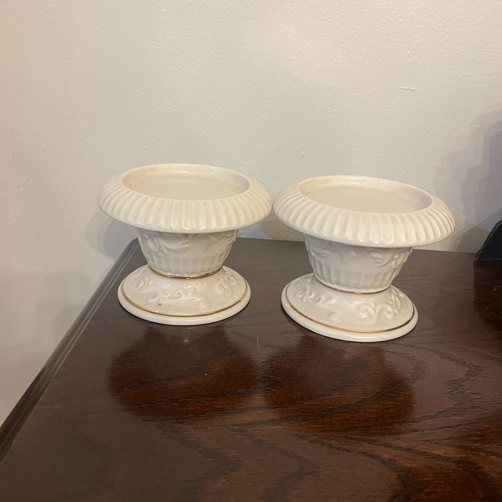 Set of Lenox Versailles Elegant Cream Ceramic Vases